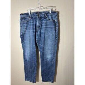 Lucky Brand 221 Original Straight Jeans 38 X 34 Button Fly Whiskered Medium Wash
